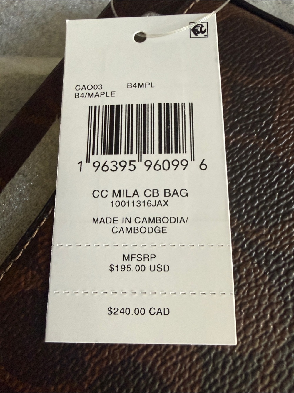 NWT Coach Mila Signature Canvas Crossbody Bag | Brass/Maple | Removable Strap - Picture 9 of 10